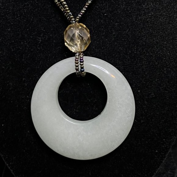 Vintage Lia Sophia Gold Tone Double Strand Jadeite And Seed Bead Necklace (2578) - Picture 2 of 6